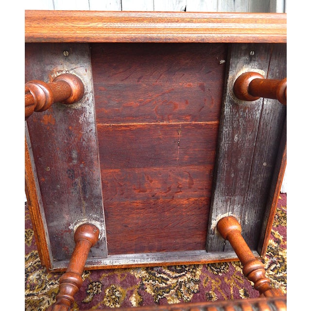1920's Oak & Gilded Iron Parlor Table For Sale - Image 9 of 9