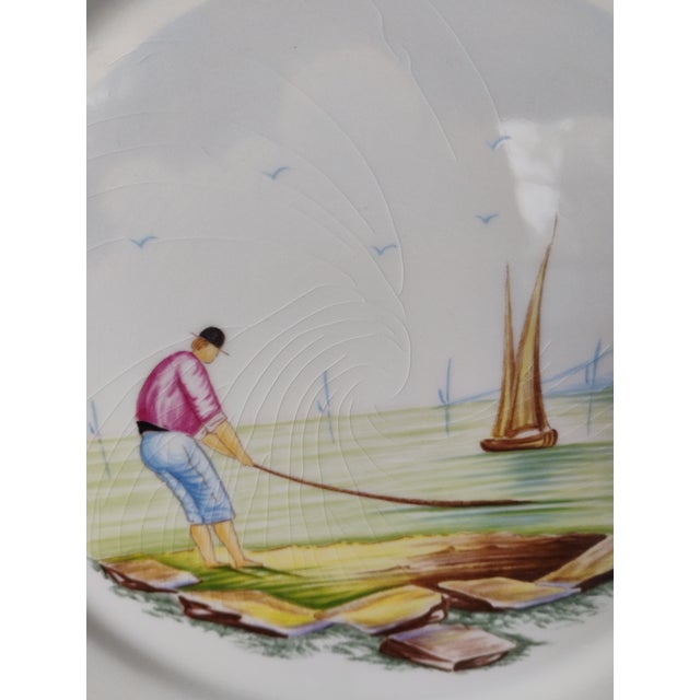 Drawing/Sketching Materials 1980s Hand Painted c.e. Corey Portugal Dinner Plates - Set of 12 For Sale - Image 7 of 11