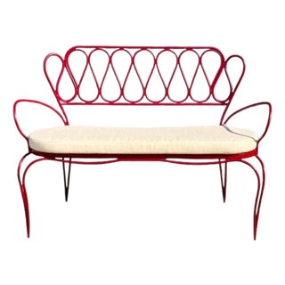 Red Lacquered Iron Garden Sofa by Gio Ponti for Casa E Giardino, 1950s For Sale