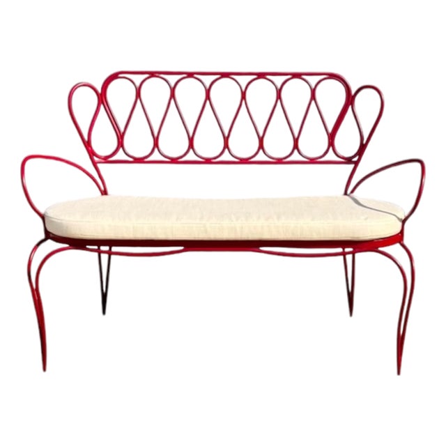 Red Lacquered Iron Garden Sofa by Gio Ponti for Casa E Giardino, 1950s For Sale