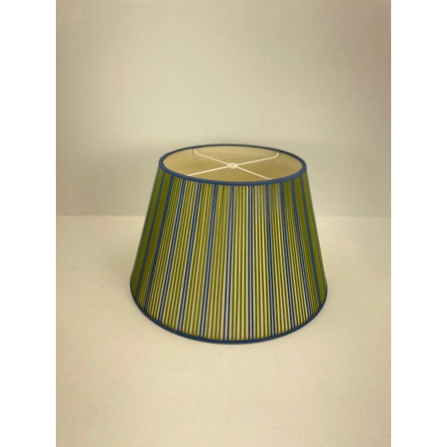 American Celerie Kemble Empire Stick Shade in Two Tone Solid Celery/Denim, 18" For Sale - Image 3 of 5