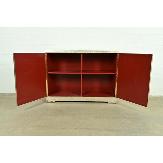 1990s Barbara Barry for Baker Furniture Diamond Silver Leaf Cabinet or Credenza For Sale - Image 5 of 13