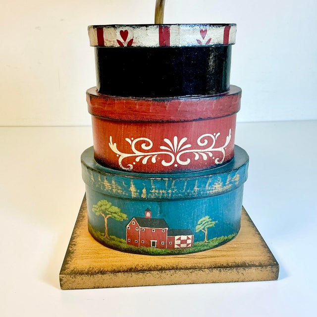 1980s Vintage Americana Farmhouse Arts & Crafts Accent Table Lamp. For Sale - Image 4 of 13