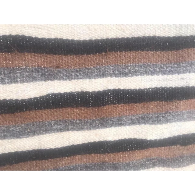 Textile Mid-Century Modern Goat Hair Moroccan Rug with Stripes For Sale - Image 7 of 8