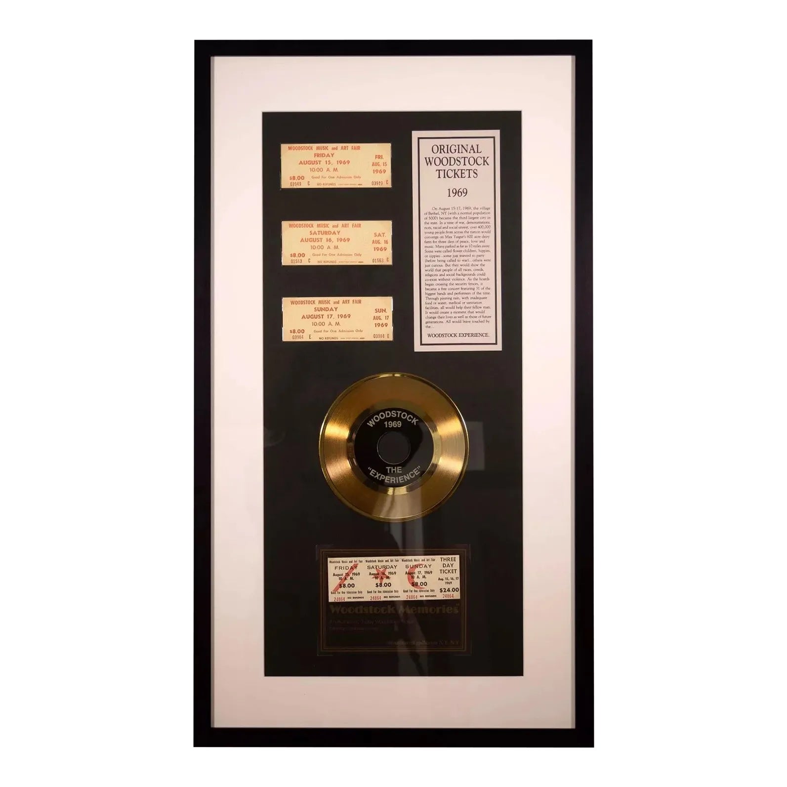 1969 Woodstock Memories Original Tickets & The Experience Mini-LP ...
