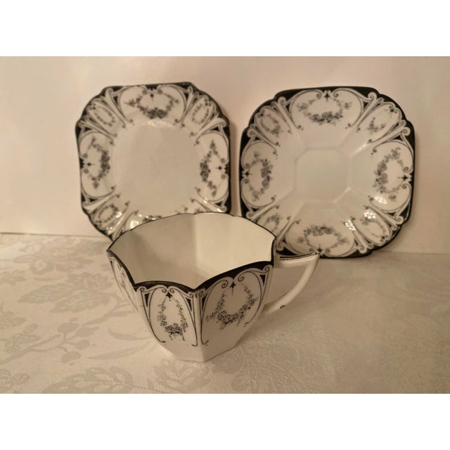 Vintage Shelley Queen Anne “Garland of Flowers” 11628 China Tea Cup, Saucer and plate trio. Made by Shelley Potteries,...