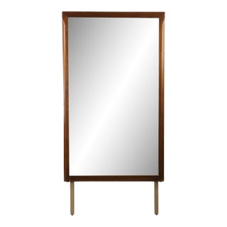 Mid Century Modern Mountable Mirror With Walnut Frame For Sale