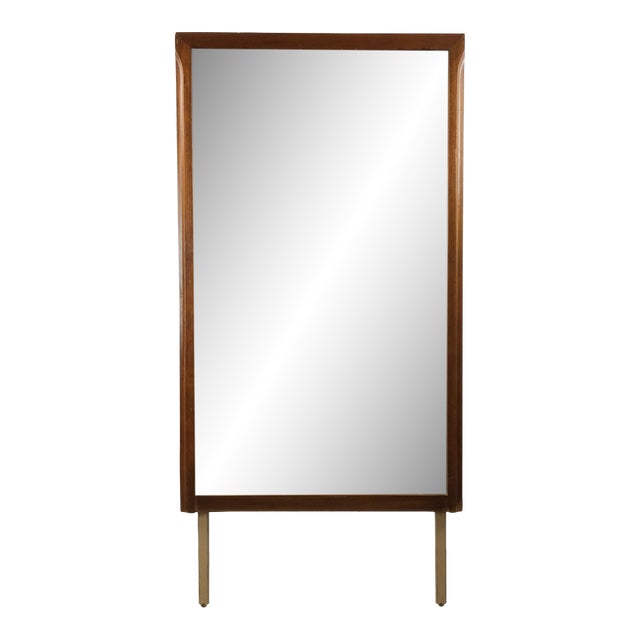 Mid Century Modern Mountable Mirror With Walnut Frame For Sale