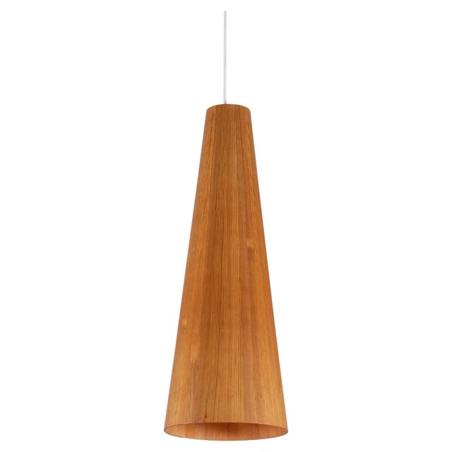 Wood Pine Pendant attributed to Jørgen Wolf Model Conus, Denmark, 1960s For Sale - Image 7 of 7