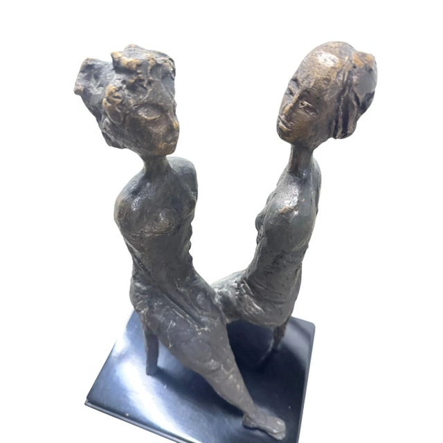 Early 20th Century Pino Conte Women Confidence Bronze Sculpture For Sale - Image 5 of 17