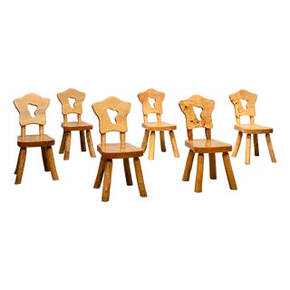 Brutalist Chairs in Elm, 1950, Set of 6 For Sale