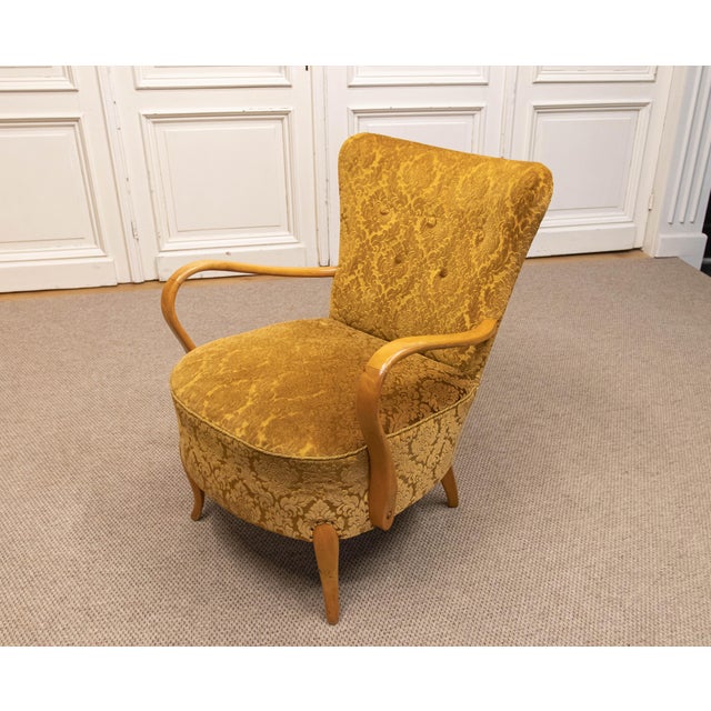 Gold Danish Modern Lounge Chair by Alfred Christensen for Slagelse Møbelværk, 1940s For Sale - Image 8 of 11