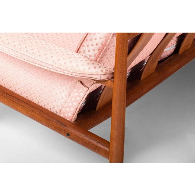 8 Ft. Long Four Seat Sofa by Grete Jalk for France and Sons in Teak with Original Pink Geometric, circa 1960s For Sale In Orlando - Image 6 of 11