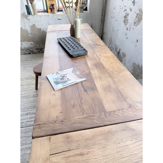 Oak Farmhouse Table with Extensions, 1950s For Sale - Image 17 of 18