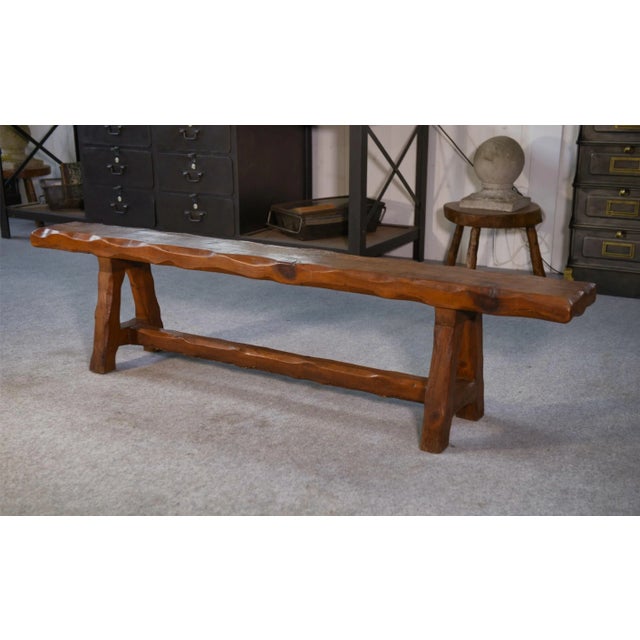 Vintage Brutalist Pine Bench, 1950s For Sale - Image 6 of 11