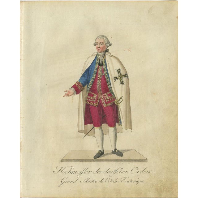 Schwan, Grand Master of the Teutonic Order, 18th Century, Hand-Colored Engraving For Sale - Image 6 of 7