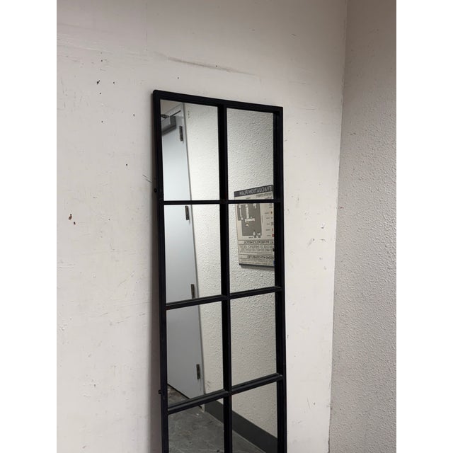 Metal Bid K Home Paned Glass Floor Mirror For Sale - Image 7 of 11