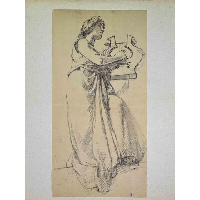 Henri de Groux, The Harpist, 1866, Paper For Sale - Image 4 of 4