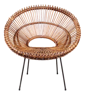 Italian Lounge Chair in Rattan
