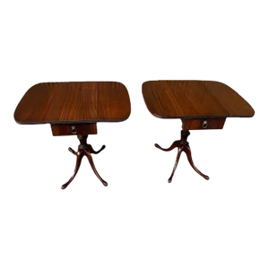 Early 20th Century Pair of Antique Duncan Phyfe Mahogany Drop Leaf Side Tables