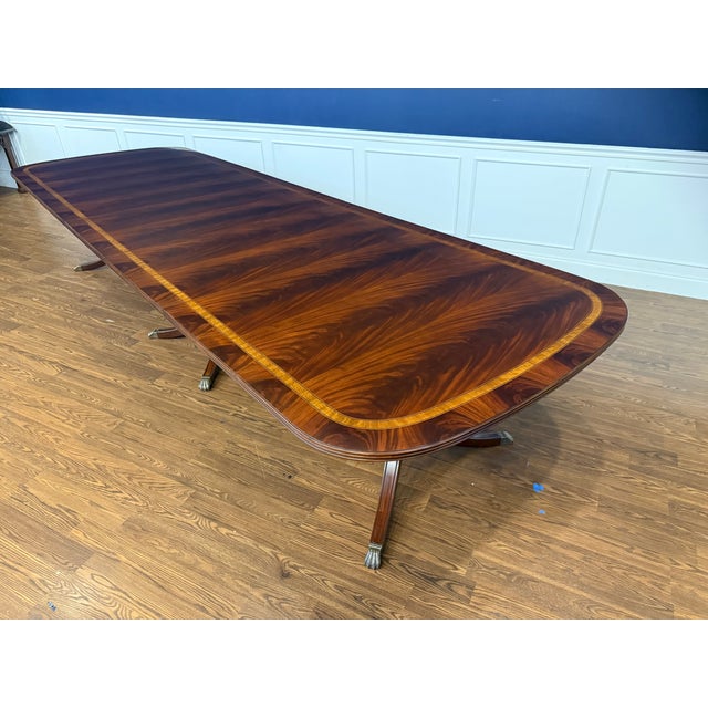 Traditional Georgian Style Mahogany Dining/Banquet Table by Leighton Hall - Showroom Sample For Sale - Image 3 of 18