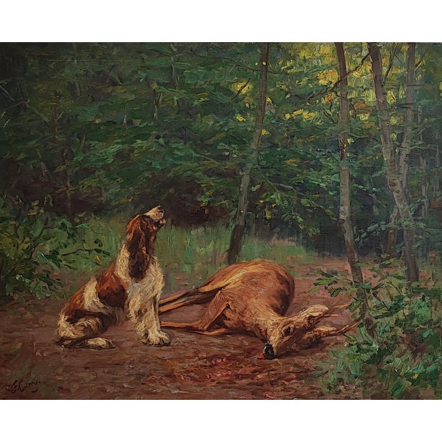 Robert Franz Curry, Chien et faon, Oil on Canvas For Sale - Image 10 of 10