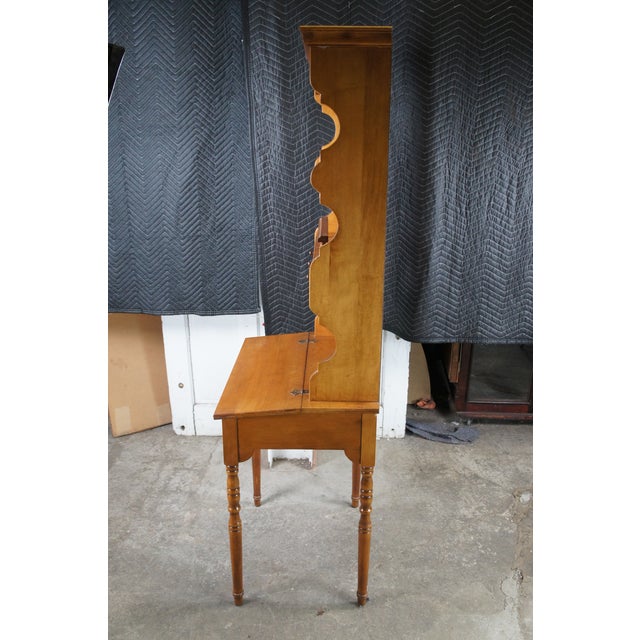 Vintage Early American Style Petite Maple Lift Top Secretary Desk & Hutch 70" For Sale - Image 10 of 10