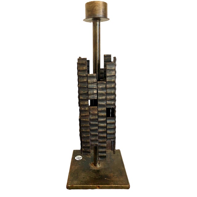 On offer is a lamp made in a bold, abstract design expressive of the Mid-Century Modern Brutalist movement popular in the...