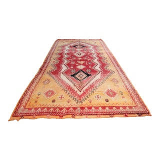 Vintage Moroccan Berber Rug in Saffron, Coral and Black, 71 X 145 In, 1960s For Sale
