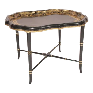 English Regency Style Paper Mache Tray Top Table