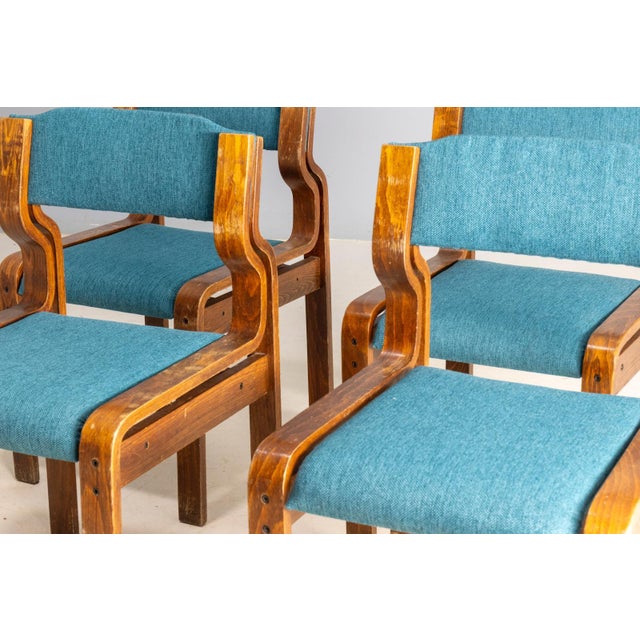 This set of four chairs was designed by Ludvík Volák for Dřevopodnik Holešov in the 1960s–1970s. The model represents a...