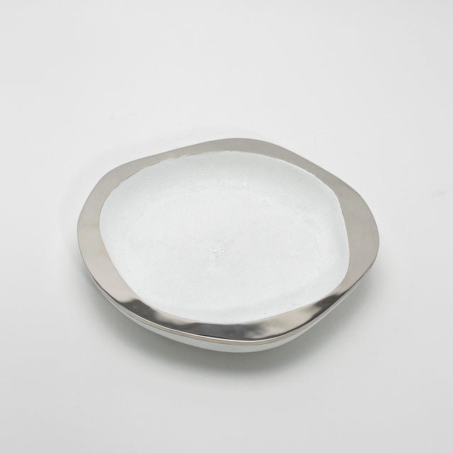 Metal Bowl in White Shagreen With Stainless Steel Details by R&y Augousti For Sale - Image 7 of 7