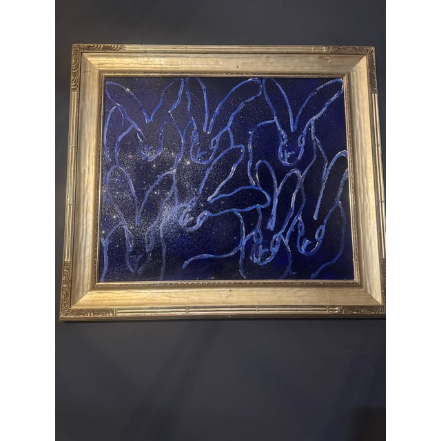 Hunt Slonem Monumental Blue Bunnies Painting by Hunt Slonem For Sale - Image 4 of 5