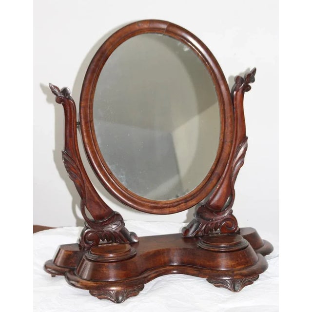 Vanity Oval Table Mirror in Carved Wood, 1920s For Sale - Image 12 of 12