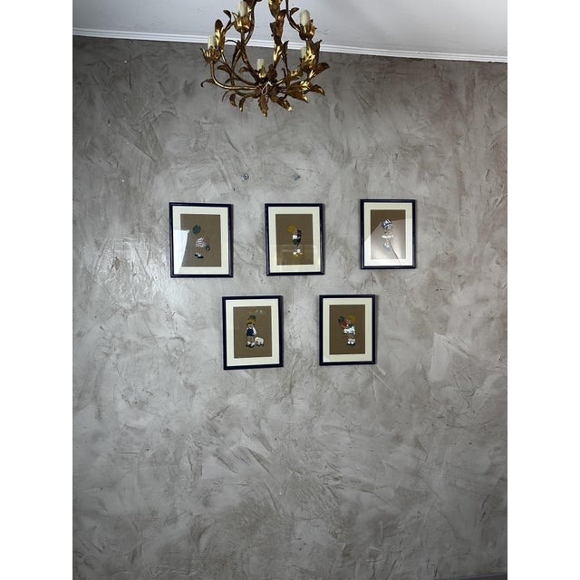 M. Vanasek, Figurative Composition, 1920s, Paper, Framed, Set of 5 For Sale - Image 9 of 11