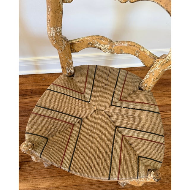 French Provincial Pair of Mid 20th Century French Provincial Rush Seat Ladder Back Dining Chairs For Sale - Image 3 of 5