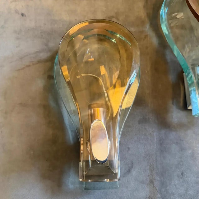 1960s Space Age Brown and Green Heavy Glass Wall Sconces by Veca For Sale - Image 6 of 12