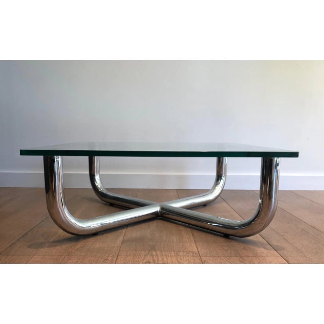 1970s French Chromed Glass Shelf Coffee Table For Sale - Image 9 of 13