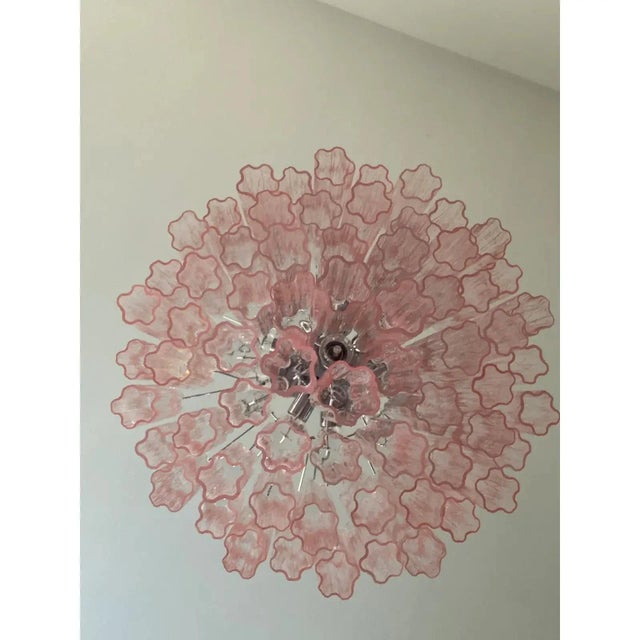 Pink Tronchi Murano Glass Chandelier in Venini Style by Simoeng For Sale - Image 7 of 10