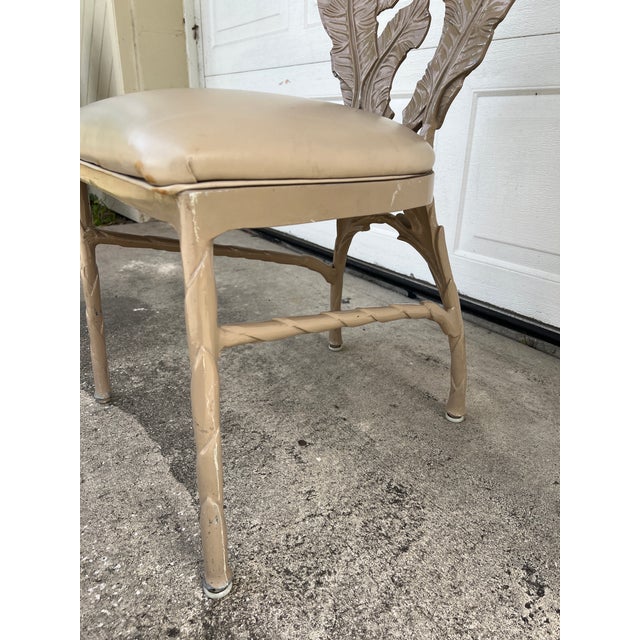 Vintage Hollywood Regency Era Banana Leaf Cast Aluminum Chairs 2 Pieces For Sale - Image 13 of 17