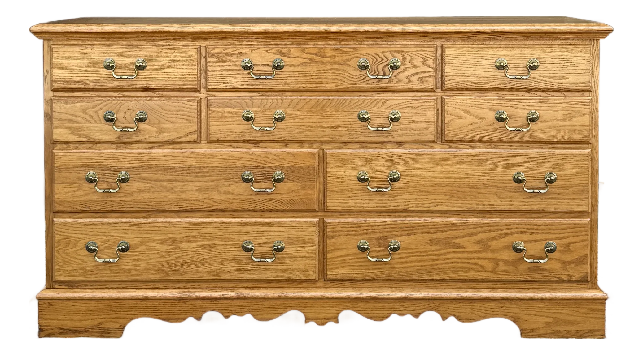 Vintage Nathan Hale Rustic American Farmhouse Solid Oak 10 Drawer Low  Dresser | Chairish