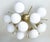 Italian sputnik flush mount with matte white Murano glass globes mounted on solid brass frame in satin brass finish / Made...