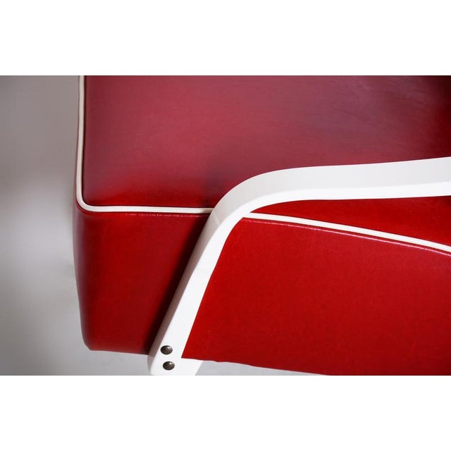 Mid-Century Red Leather and Beech Armchairs, Czechia, 1950s, Set of 2 For Sale - Image 9 of 11