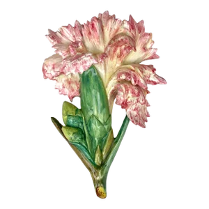 Majolica Carnation Wall Pocket Delphin Massier, Circa 1880