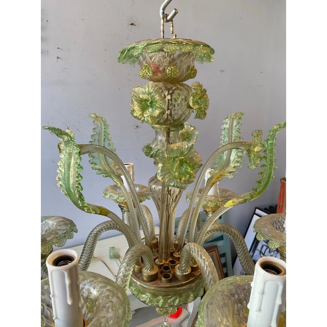 1950s Green Murano Floral Chandelier For Sale In New York - Image 6 of 12