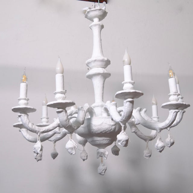 Handcrafted 10-Arm Chandelier in Coated Glass For Sale - Image 10 of 18