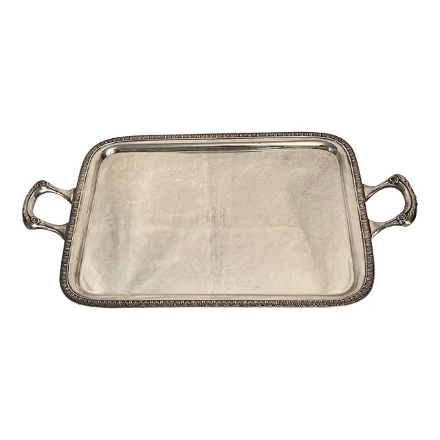Silver Plated Manning Bowman and Company Monogrammed Serving Tray by Meriden, Connecticut For Sale