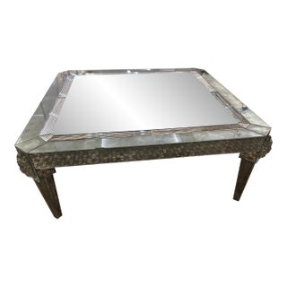 1990s 48 Inch Square Smoke Mirrored Coffee Table For Sale