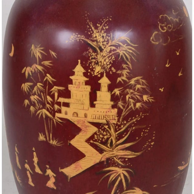 Chinoiserie Hand Painted Chinoiseries Style Vase Table Lamp For Sale - Image 3 of 6