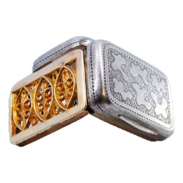 Silver and Gold Vinaigrette Box For Sale